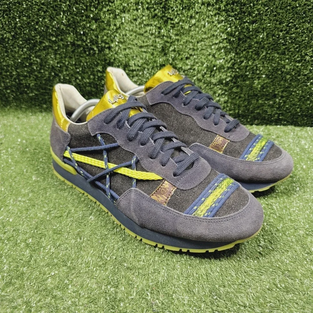 L4K3 Navy Blue Low Top Lace Up Casual Italy Sneakers‎ Mens EU 44 US Size 11